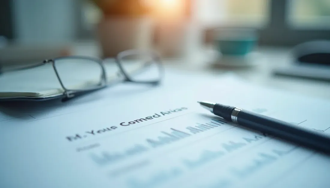 Close-up view of pharmaceutical compliance documents and a pen